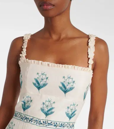 Agua by Agua Bendita Nispero Ceiba floral linen midi dress | Thumbnail 4