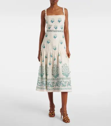 Agua by Agua Bendita Nispero Ceiba floral linen midi dress | Thumbnail 5