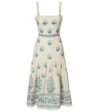Agua by Agua Bendita Nispero Ceiba floral linen midi dress | Thumbnail 1