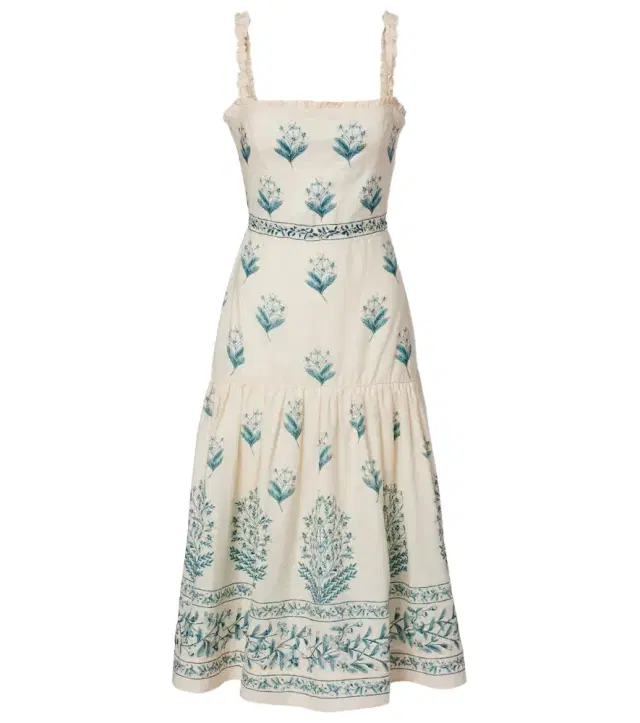 Agua by Agua Bendita Nispero Ceiba floral linen midi dress