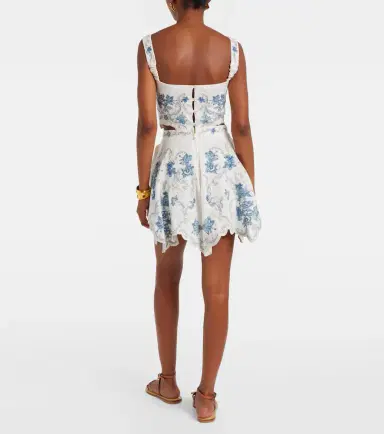 Agua by Agua Bendita Retrato embroidered linen miniskirt | Thumbnail 3