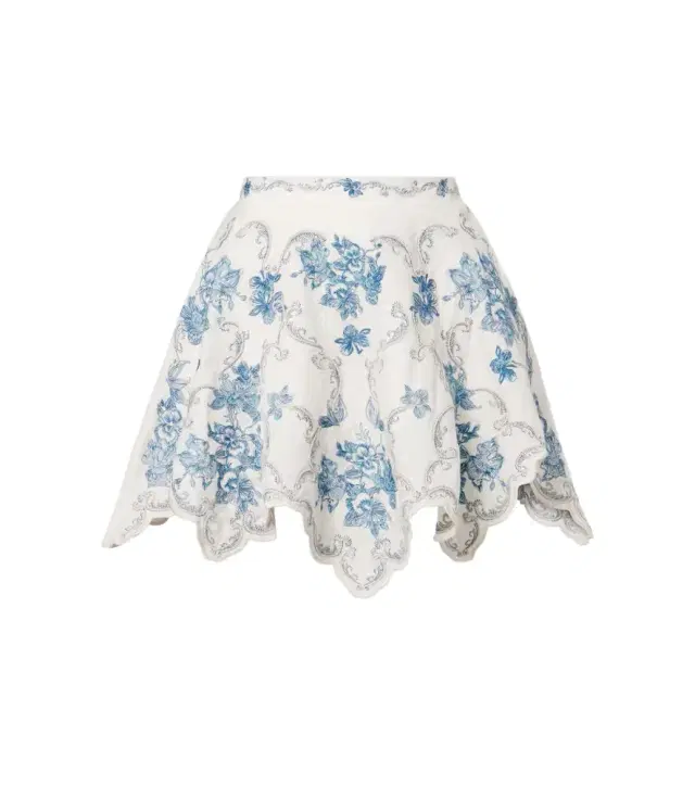 Agua by Agua Bendita Retrato embroidered linen miniskirt