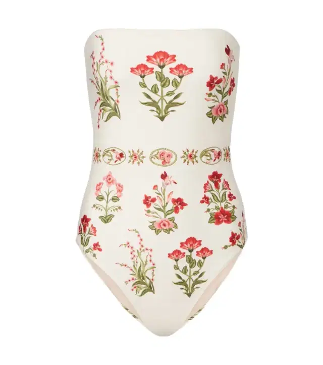 Agua by Agua Bendita Illusion floral strapless swimsuit