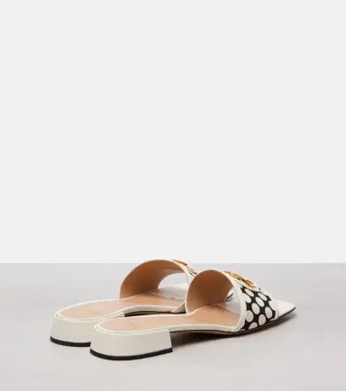 Valentino Garavani VLogo polka-dot leather-trimmed slides | Thumbnail 2