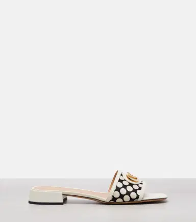 Valentino Garavani VLogo polka-dot leather-trimmed slides | Thumbnail 3