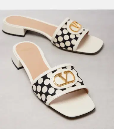 Valentino Garavani VLogo polka-dot leather-trimmed slides | Thumbnail 4