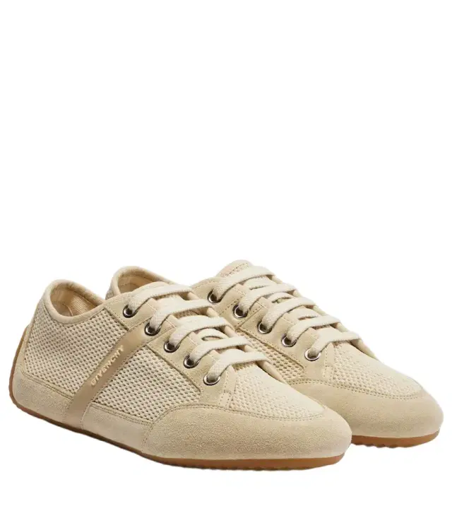 Slim suede-trimmed sneakers