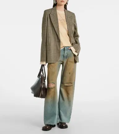 Acne Studios 2021F distressed mid-rise wide-leg jeans | Thumbnail 2