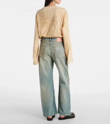 Acne Studios 2021F distressed mid-rise wide-leg jeans | Thumbnail 7