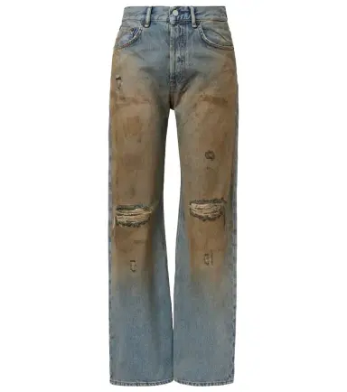 Acne Studios 2021F distressed mid-rise wide-leg jeans | Thumbnail 1