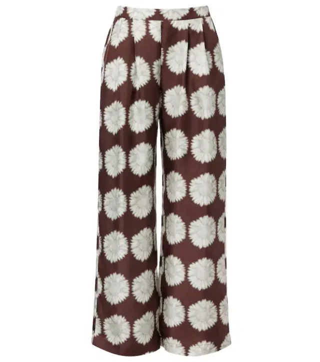 ASCENO Isola floral silk twill wide-leg pants
