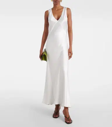 ASCENO Bordeaux silk satin slip dress | Thumbnail 2