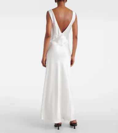 ASCENO Bordeaux silk satin slip dress | Thumbnail 3