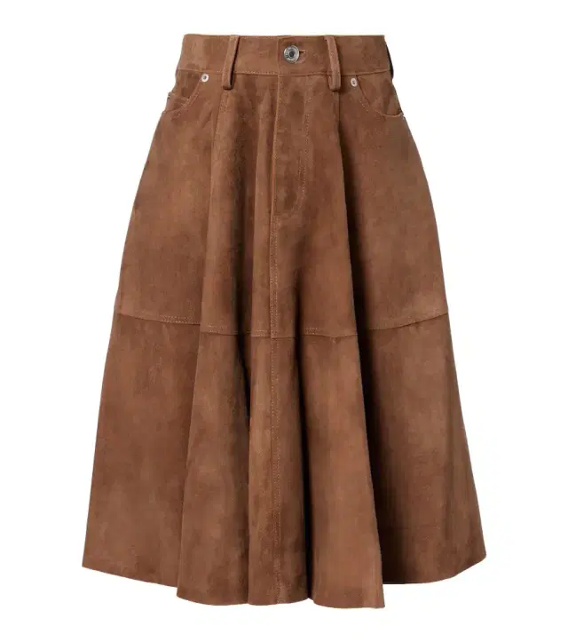 Ami Paris Pleated suede midi skirt