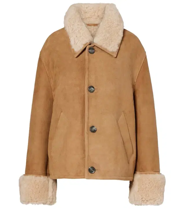 Ami Paris Shearling-trimmed suede jacket