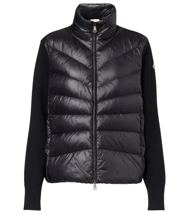 Down-paneled virgin wool cardigan