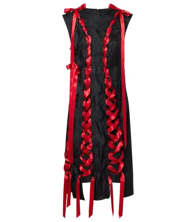 Simone Rocha Satin-trimmed brocade midi dress