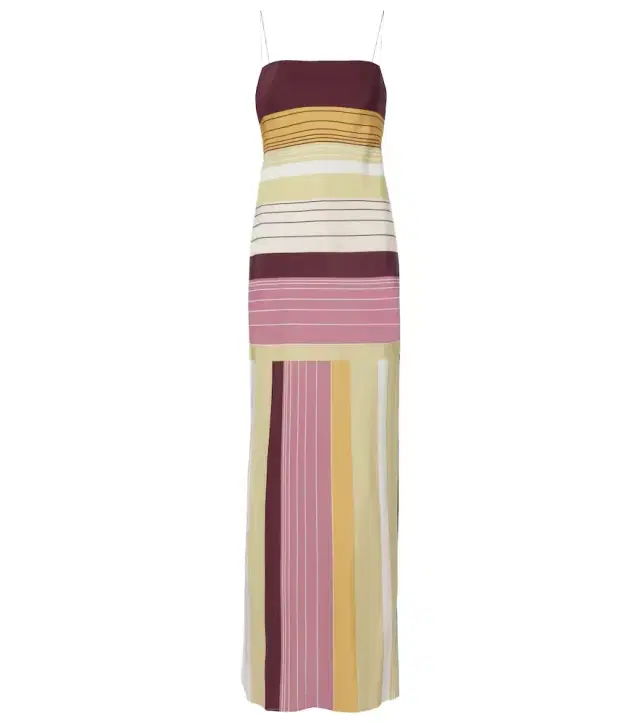 SIR. Fontana striped silk crêpe slip dress