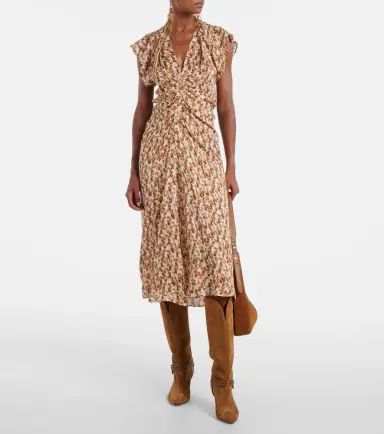 Isabel Marant Lyndsay gathered jacquard midi dress | Thumbnail 2