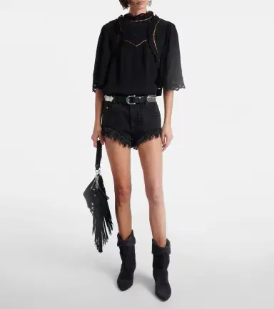 Isabel Marant Frany broderie anglaise crêpe top | Thumbnail 3