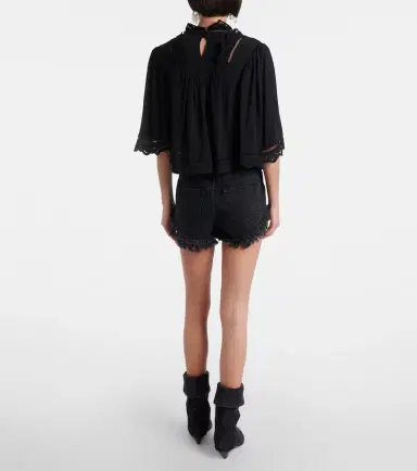 Isabel Marant Frany broderie anglaise crêpe top | Thumbnail 4