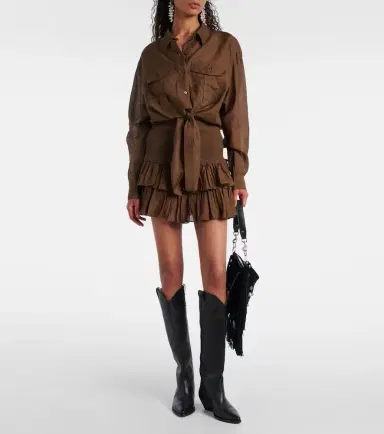 Marant Etoile Naomi smocked cotton-blend miniskirt | Thumbnail 4