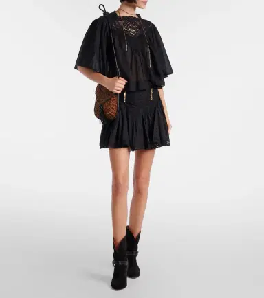 Marant Etoile Garia lace-trimmed cotton blouse | Thumbnail 4