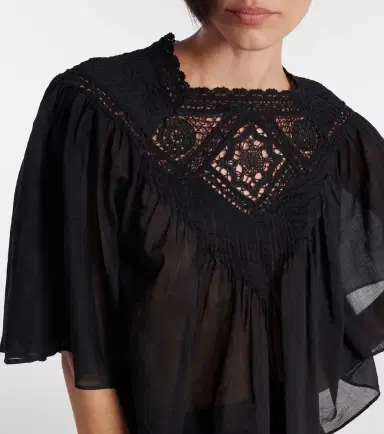 Marant Etoile Garia lace-trimmed cotton blouse | Thumbnail 5
