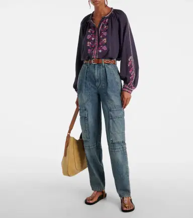 Marant Etoile Lynne embroidered cotton blouse | Thumbnail 2
