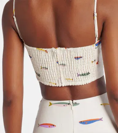 Staud Federico printed linen crop top | Thumbnail 2