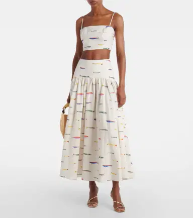Staud Federico printed linen crop top | Thumbnail 4