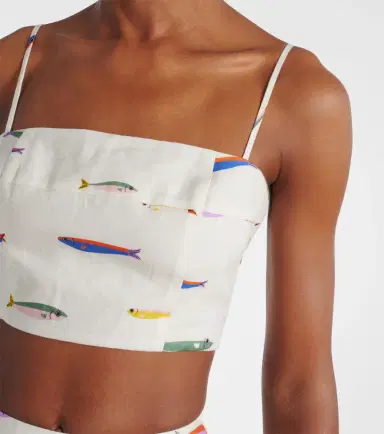 Staud Federico printed linen crop top | Thumbnail 5