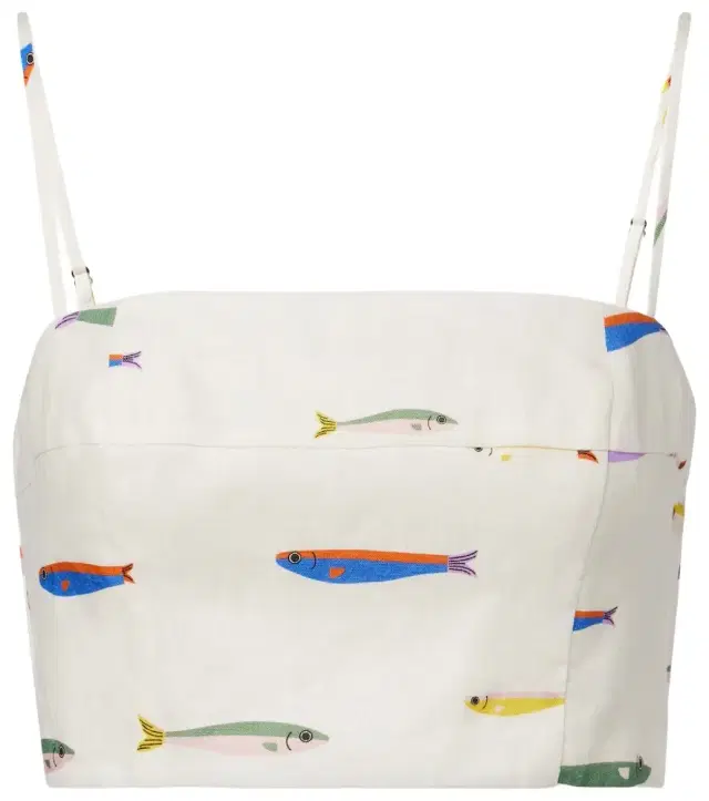 Staud Federico printed linen crop top