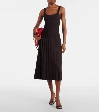 Staud Ellison pleated knitted midi dress | Thumbnail 2