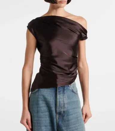 Staud Phare one-shoulder silk-blend satin top | Thumbnail 3