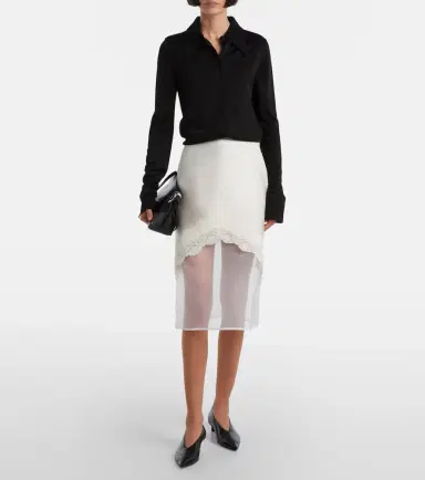 Jil Sander Lace-trimmed satin midi skirt | Thumbnail 5 Jil Sander Lace-trimmed satin midi skirt | Thumbnail 5