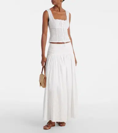 Staud Procida pleated cotton maxi skirt | Thumbnail 4