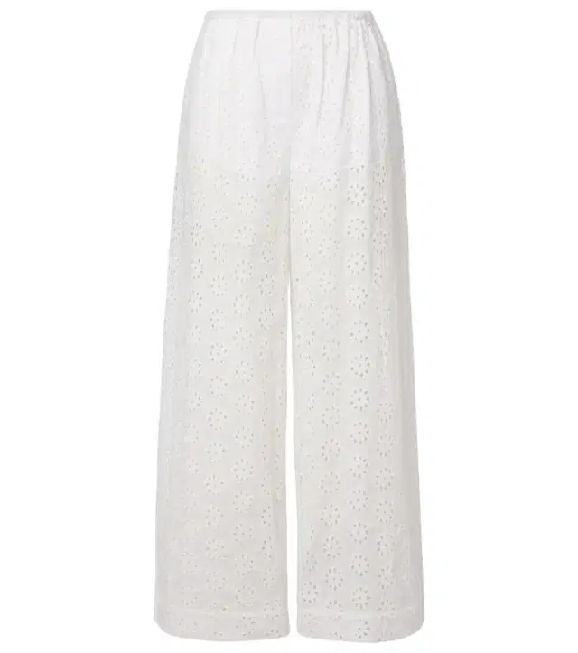 Staud Bonfire eyelet cotton wide-leg pants