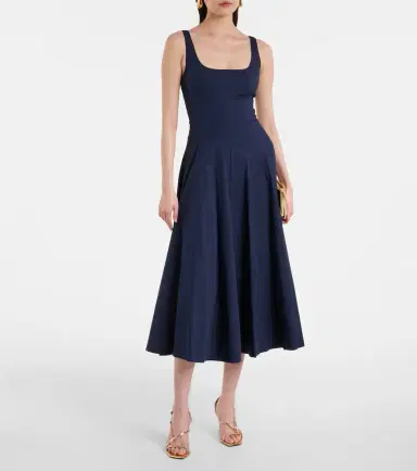 Staud Wells pleated cotton midi dress | Thumbnail 2