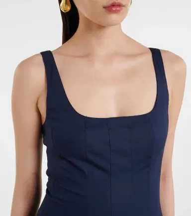 Staud Wells pleated cotton midi dress | Thumbnail 3