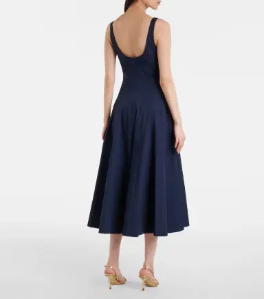 Staud Wells pleated cotton midi dress | Thumbnail 4