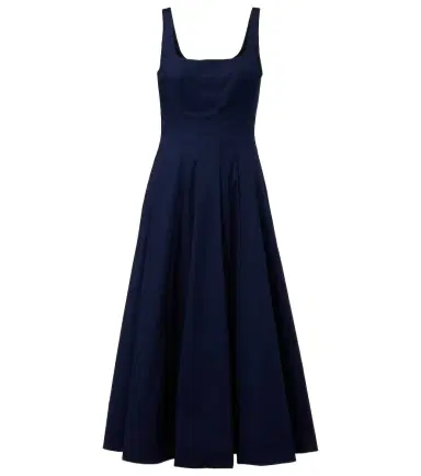 Staud Wells pleated cotton midi dress | Thumbnail 1