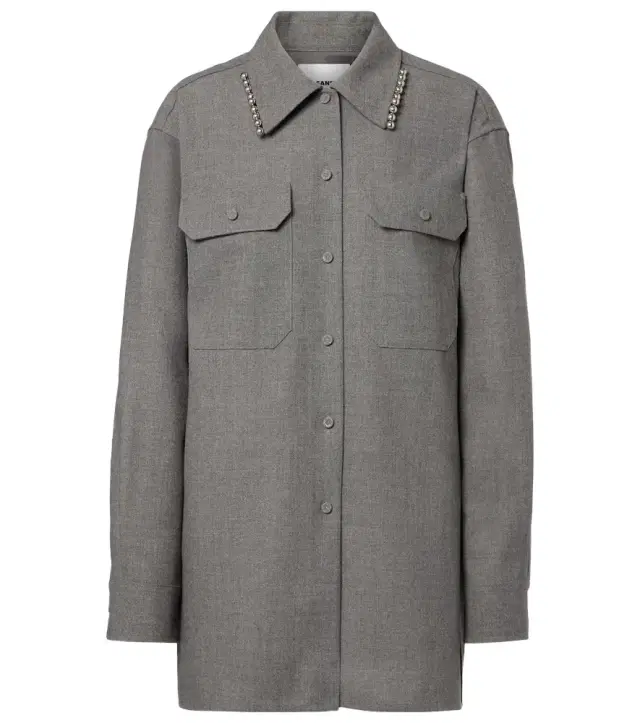 Jil Sander Beaded wool canvas shirt
