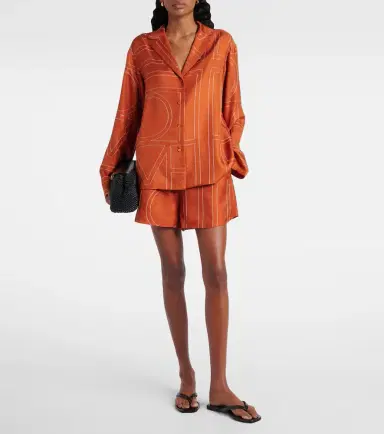 Toteme Monogram silk twill pajama shorts | Thumbnail 2