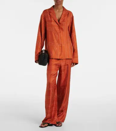 TOTEME Monogram silk twill pajama pants | Thumbnail 2 TOTEME Monogram silk twill pajama pants | Thumbnail 2