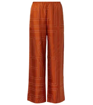 TOTEME Monogram silk twill pajama pants | Thumbnail 1 TOTEME Monogram silk twill pajama pants | Thumbnail 1