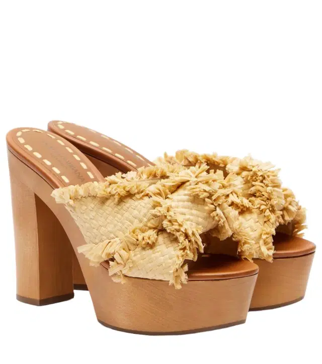 Dolce & Gabbana Raffia-effect platform mules