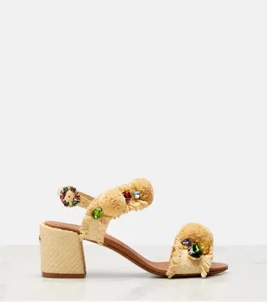 Dolce & Gabbana Embellished raffia-effect sandals | Thumbnail 4 Dolce & Gabbana Embellished raffia-effect sandals | Thumbnail 4