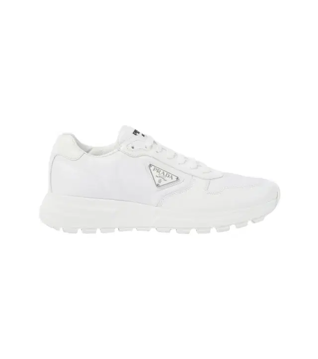 Re-Nylon and leather sneakers