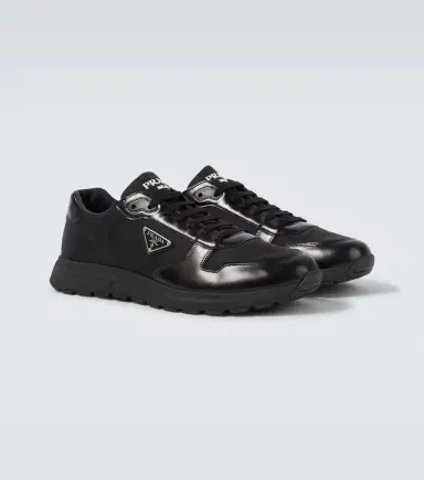 Prada Logo leather-trimmed sneakers | Thumbnail 2 Prada Logo leather-trimmed sneakers | Thumbnail 2